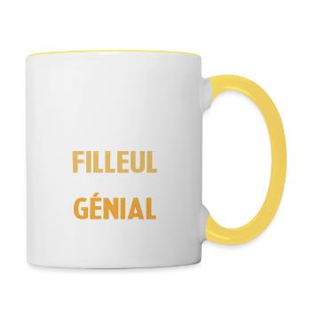 Super Filleul génial meilleur Filleul - Mug contrasté - blanc/jaune - Droite