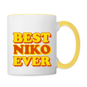 Niko Vorname Lustiges Geschenk - Tasse zweifarbig - Weiß/Gelb - Rechts