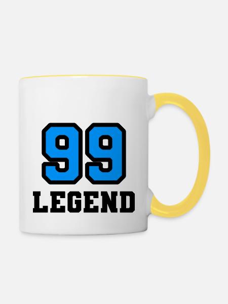 Legende Blau & Schwarz 99 - Tasse zweifarbig - Weiß/Gelb