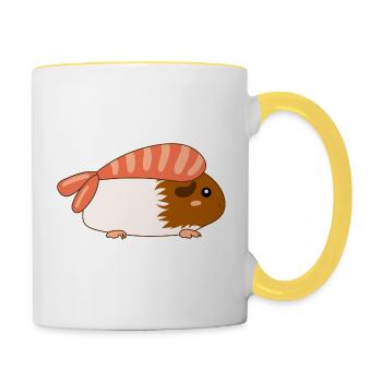 Meerschweinchen ebi sushi nigiri Garnele Shrimp - Tasse zweifarbig - Weiß/Gelb - Rechts