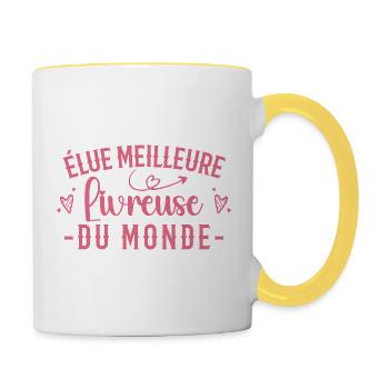 Delivery Girl Humor World's Best Delivery Girl Geschenk - Tasse zweifarbig - Weiß/Gelb - Rechts