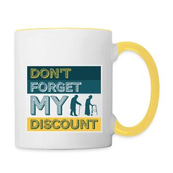 N’oubliez pas ma réduction drôle sarcastique senior - Mug contrasté - blanc/jaune - Droite