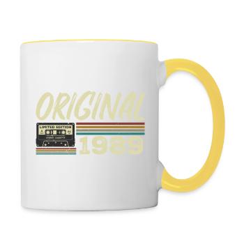 Original 1989 Rétro Cadeau Anniversaire Né En 1989 - Mug contrasté - blanc/jaune - Droite