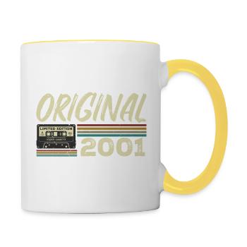 Original 2001 Rétro Cadeau Anniversaire Né En 2001 - Mug contrasté - blanc/jaune - Droite