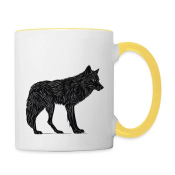 Loup sauvage - Mug contrasté - blanc/jaune - Droite