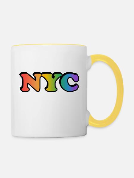 Schwules NYC - Tasse zweifarbig - Weiß/Gelb