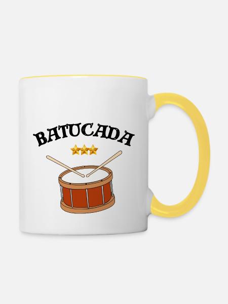 Batucada, Perkussion, Trommel - Tasse zweifarbig - Weiß/Gelb