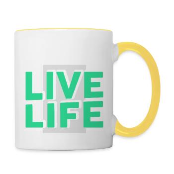 Vivre la vie - Mug contrasté - blanc/jaune - Droite
