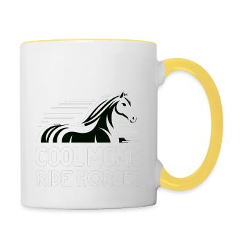 Coole Mütter reiten auf Pferden - Tasse zweifarbig - Weiß/Gelb - Rechts