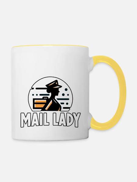 Postfrau - Tasse zweifarbig - Weiß/Gelb