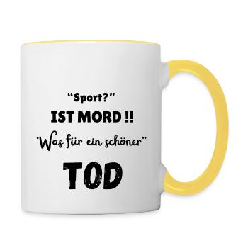 Sport is murder - Contrasting Mug - white/yellow - Right