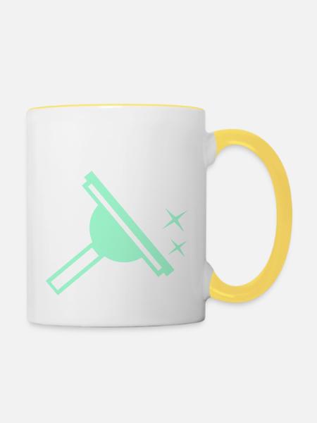 Fenster Reiniger - Tasse zweifarbig - Weiß/Gelb