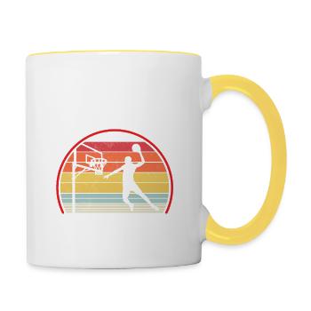 Basket-ball Vintage Slogan Drôle - Mug contrasté - blanc/jaune - Droite