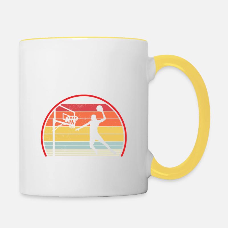 Basket-ball Vintage Slogan Drôle - Mug contrasté - blanc/jaune