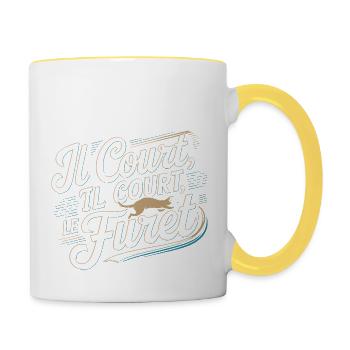 Il court, il court le furet - Mug contrasté - blanc/jaune - Droite