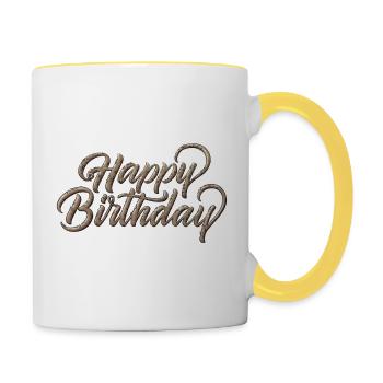 Bon anniversaire - Mug contrasté - blanc/jaune - Droite
