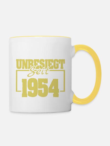 seit 1954 - Tasse zweifarbig - Weiß/Gelb