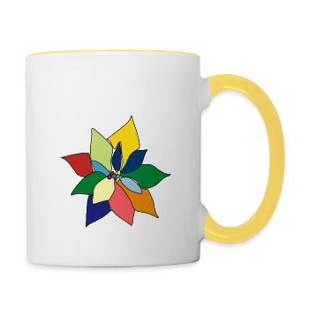 Bunter Blumenstrauß - Tasse zweifarbig - Weiß/Gelb - Rechts