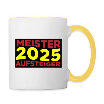 Meister und Aufsteiger 2025 - Tasse zweifarbig - Weiß/Gelb - Rechts