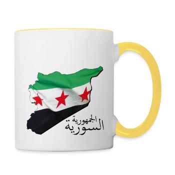 Drapeau de la Syrie sur la carte de la Syrie SY - Mug contrasté - blanc/jaune - Droite