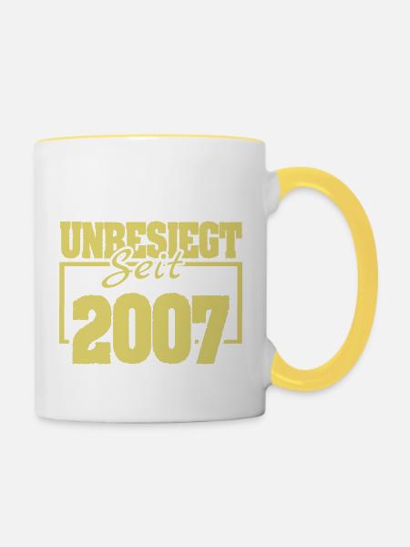 2007 2007 - Tasse zweifarbig - Weiß/Gelb