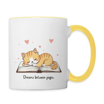 Cute design for book and animal lovers - Contrasting Mug - white/yellow - Right