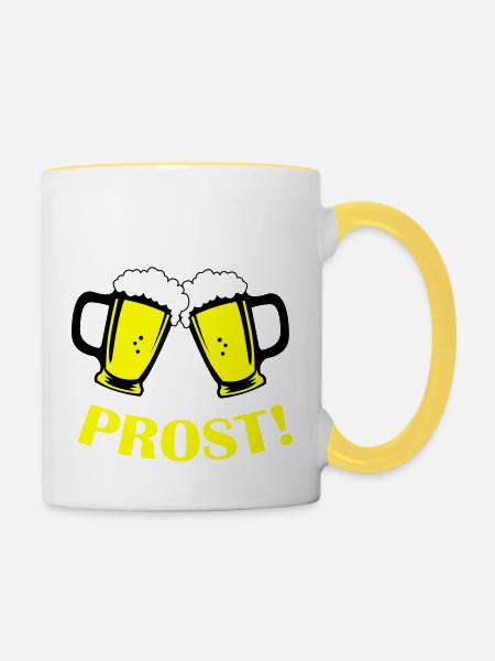 bier prost - Tasse zweifarbig - Weiß/Gelb