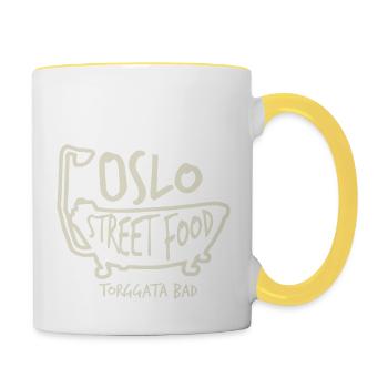 oslo street food - Contrasting Mug - white/yellow - Right