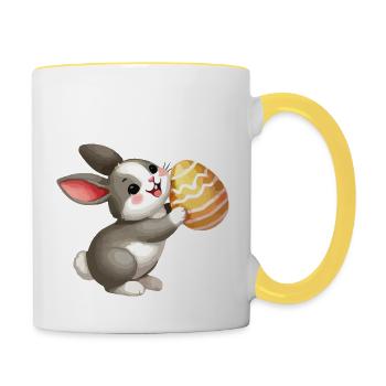 bunny rabbit easter - Contrasting Mug - white/yellow - Right