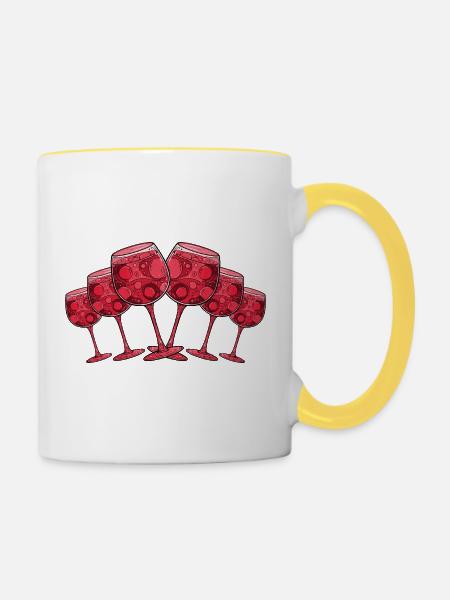 Weinglas Symbol Anstoßen - Tasse zweifarbig - Weiß/Gelb