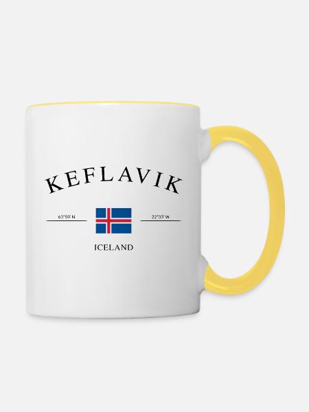 Keflavík Island – Urlaub Souvenir & Geschenk - Tasse zweifarbig - Weiß/Gelb