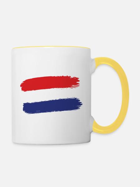 Holländische Flagge Pinselstrich - Tasse zweifarbig - Weiß/Gelb