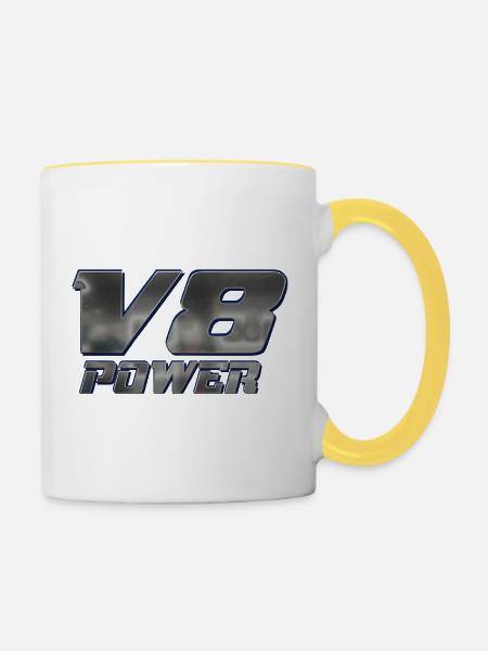 V8-Leistung - Tasse zweifarbig - Weiß/Gelb