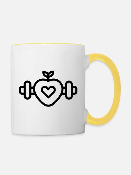 Gesunder Lebensstil - Tasse zweifarbig - Weiß/Gelb