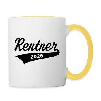 Rentner 2026 (Rente / Ruhestand / Black) - Tasse zweifarbig - Weiß/Gelb - Rechts