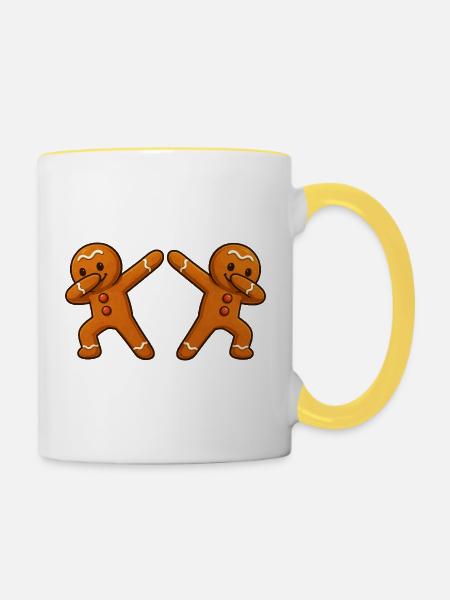 Lebkuchenmann Dabbing 2 - Tasse zweifarbig - Weiß/Gelb