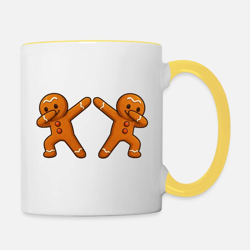  Lebkuchenmann Dabbing 2 - Tasse zweifarbig - Weiß/Gelb