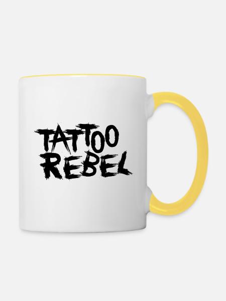 Tattoo Rebel black - Tasse zweifarbig - Weiß/Gelb