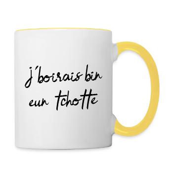 Ich würde bin eun tchotte trinken, humor chti du Nord - Tasse zweifarbig - Weiß/Gelb - Rechts