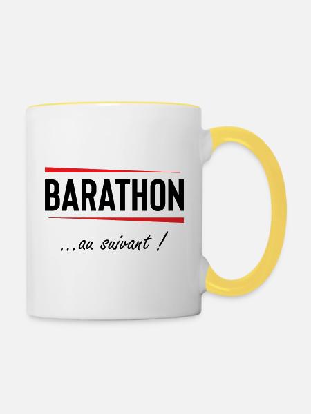 Barathon zum nächsten! Alkohol - Tasse zweifarbig - Weiß/Gelb