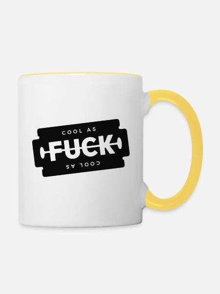 Cool wie F Rasierklinge - Tasse zweifarbig - Weiß/Gelb