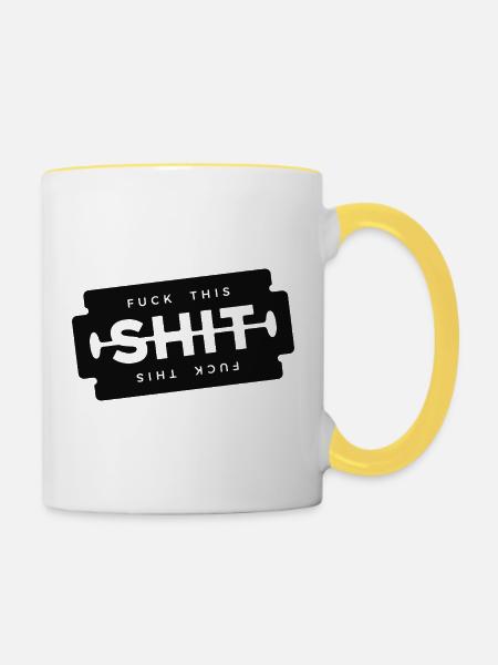 Scheiß auf diese beschissene Rasierklinge - Tasse zweifarbig - Weiß/Gelb