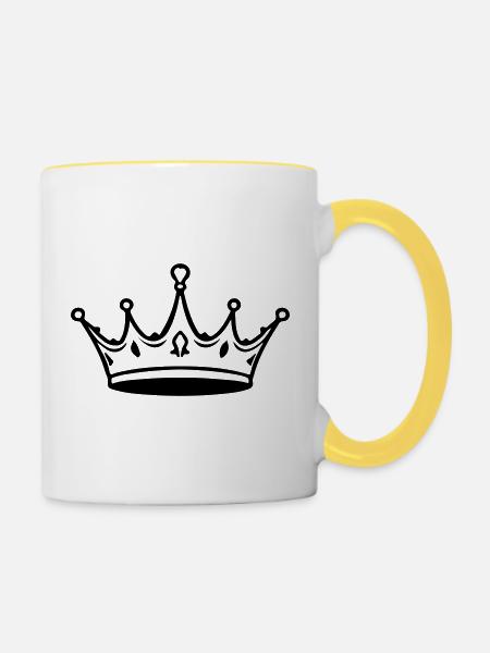 Krone Outline - Tasse zweifarbig - Weiß/Gelb