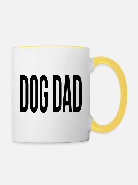 Dog DAD Minimalist–black - Tasse zweifarbig - Weiß/Gelb