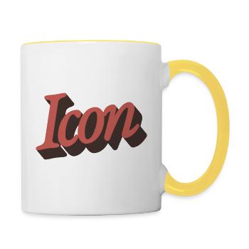 Retro Icon Script in Autumn Orange - Contrasting Mug - white/yellow - Right