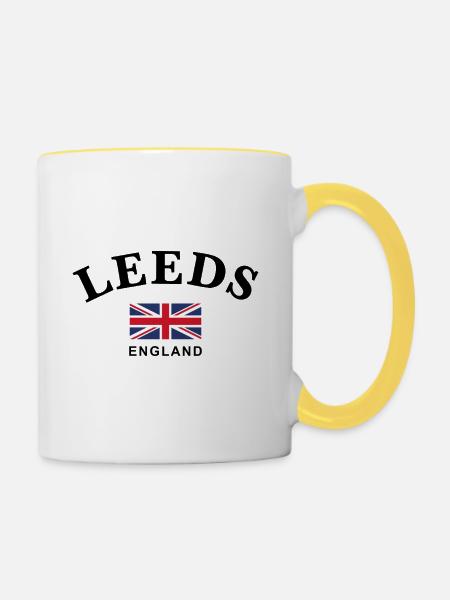 Leeds, England - Tasse zweifarbig - Weiß/Gelb