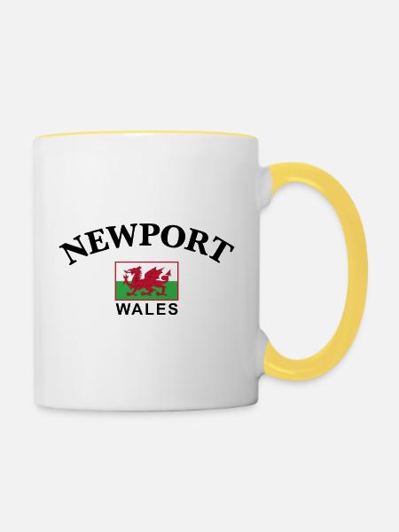 Newport, Wales - Tasse zweifarbig - Weiß/Gelb