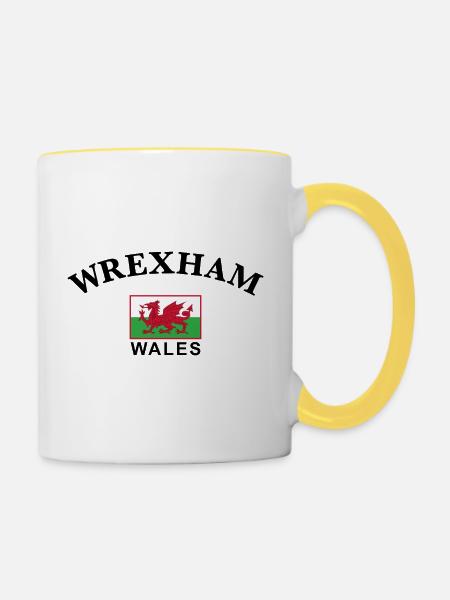 Wrexham, Wales - Tasse zweifarbig - Weiß/Gelb