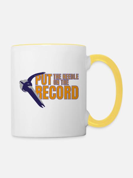 Nadel auf der Platte - Tasse zweifarbig - Weiß/Gelb