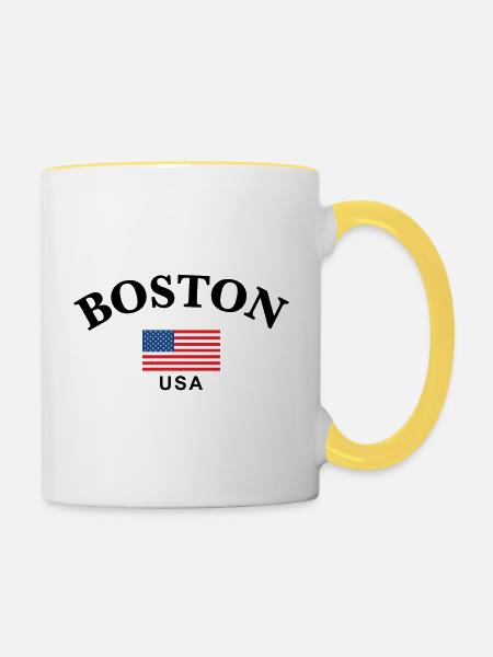 Boston, USA - Tasse zweifarbig - Weiß/Gelb